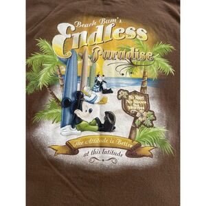 Disney Endless Paradise Mickey Mouse  T-Shirt Size Large Brown Short Sleeve